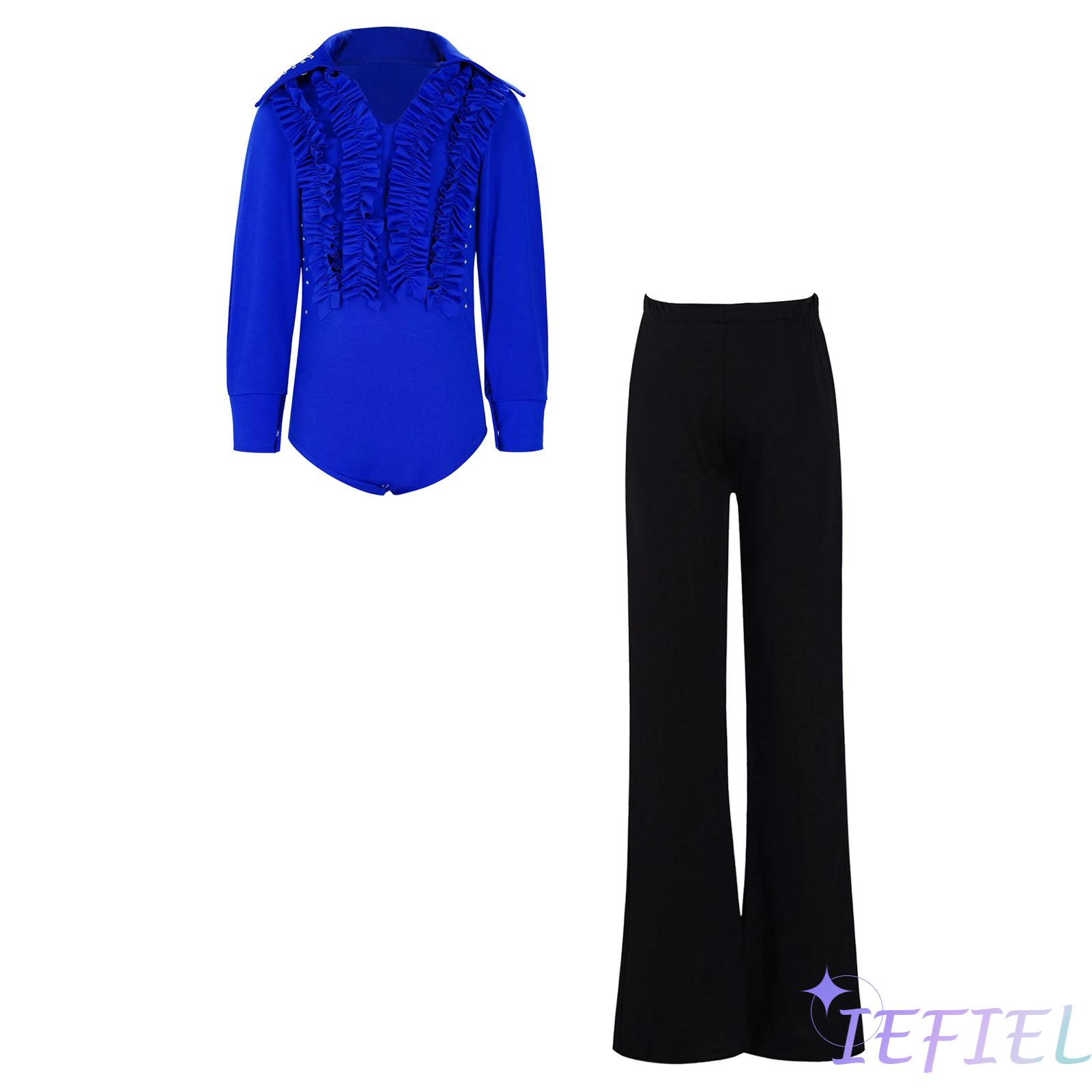 Rhinestone Banding Trim - Nieuwe jongens Latin danskostuumset met lange