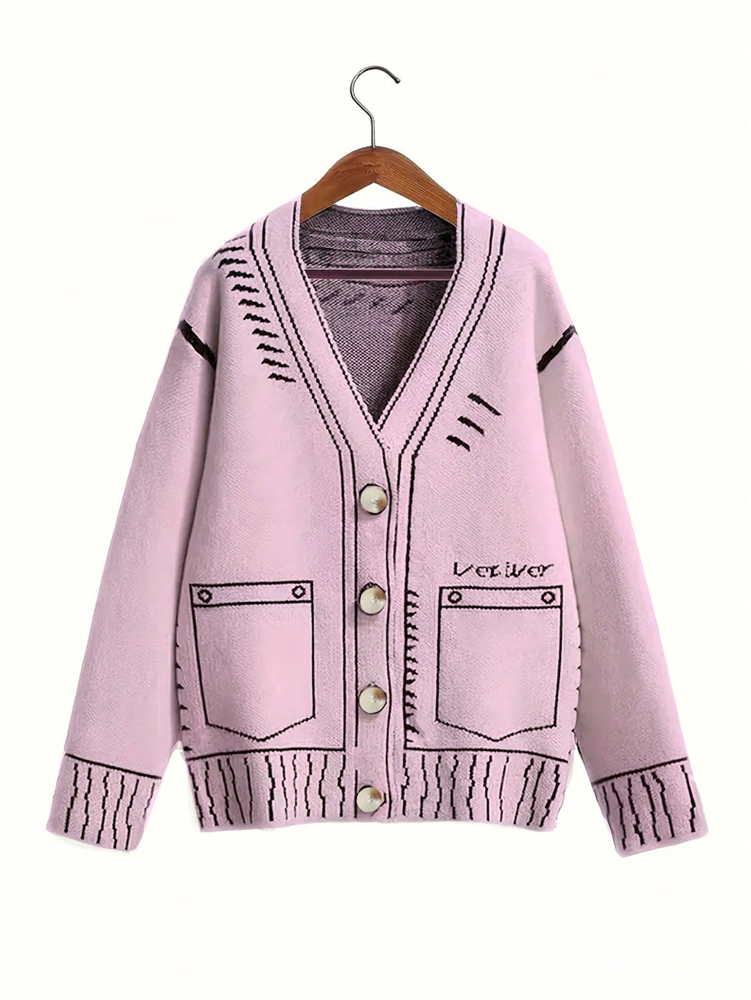 Embellish Knit - Plus Size Dames Vest Met Knopen