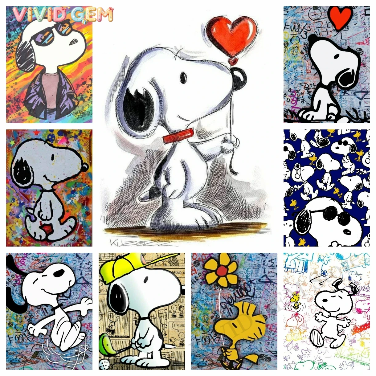 Embroidery Embellishments - VIVID GEM Kawaii Graffiti Snoopy Cartoon